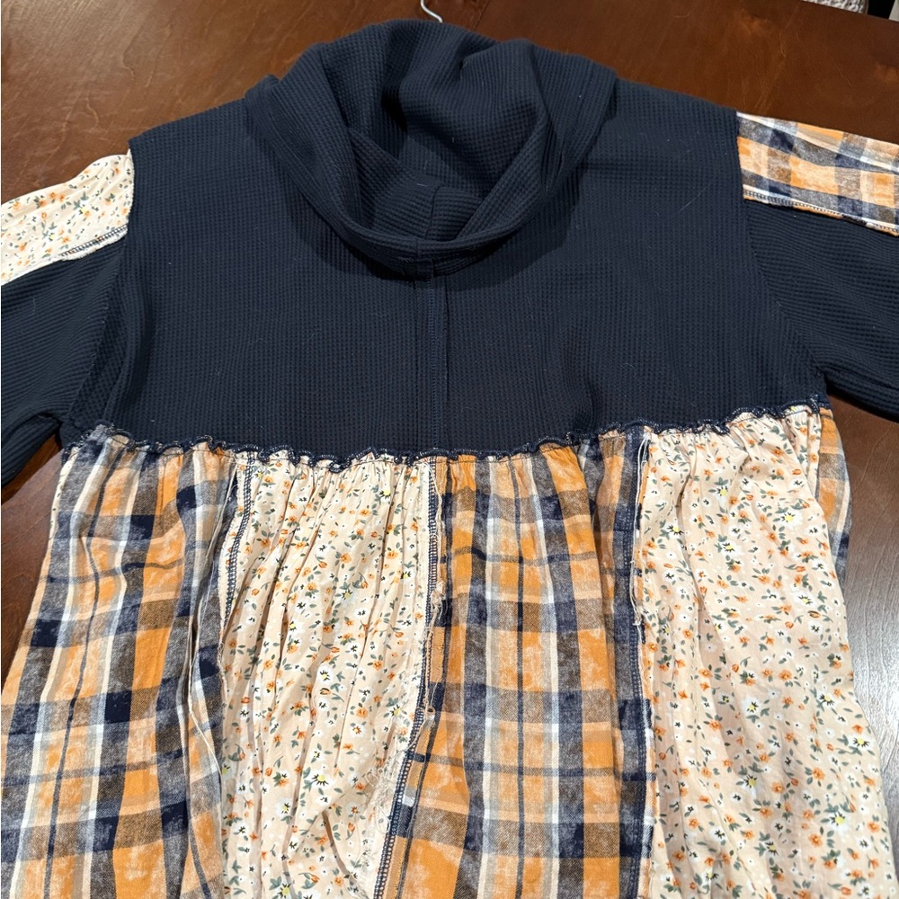 POL - Women's Navy and Yellow Plaid Jacket Size M - Picture 12 of 15